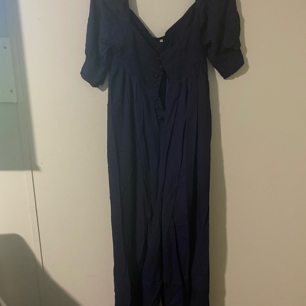 Elegant Navy Blue Off-Shoulder Dress